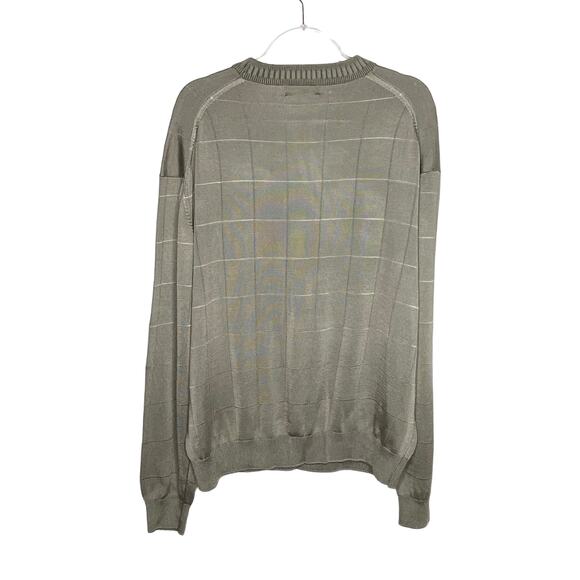 Roberto Villini Collezione Mens Size XXL Tan Windowpane Sweater Long Sleeve - Picture 6 of 8